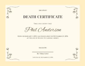 Death Certificate online
