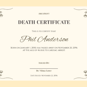 Death Certificate online
