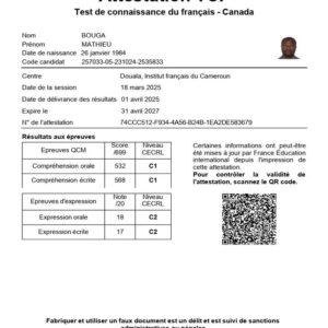 Buy Canadian TCF certificate, TCF Certificate, Buy TCF Certificate Online, Get your TCF registered in the French education database without passing the exam